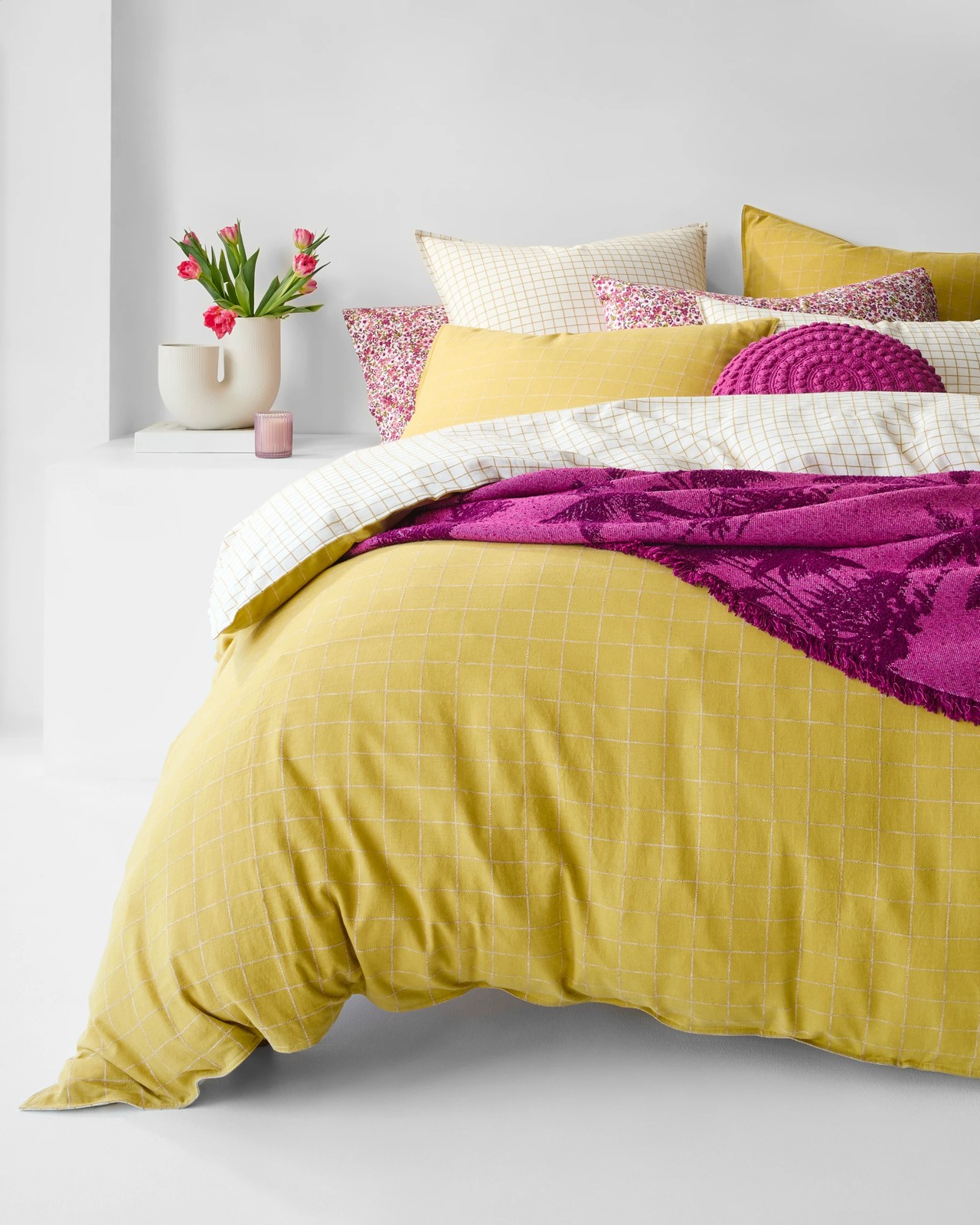 Check Linen/Cotton Quilt Cover Set 2 of 5
