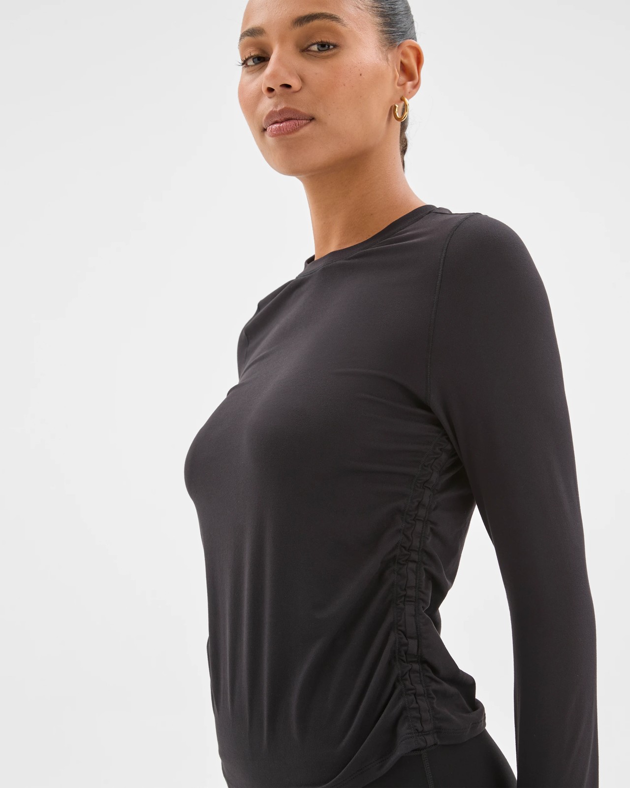 Active Studio Luxe Long Sleeve Ruched Top - Black 5 of 6