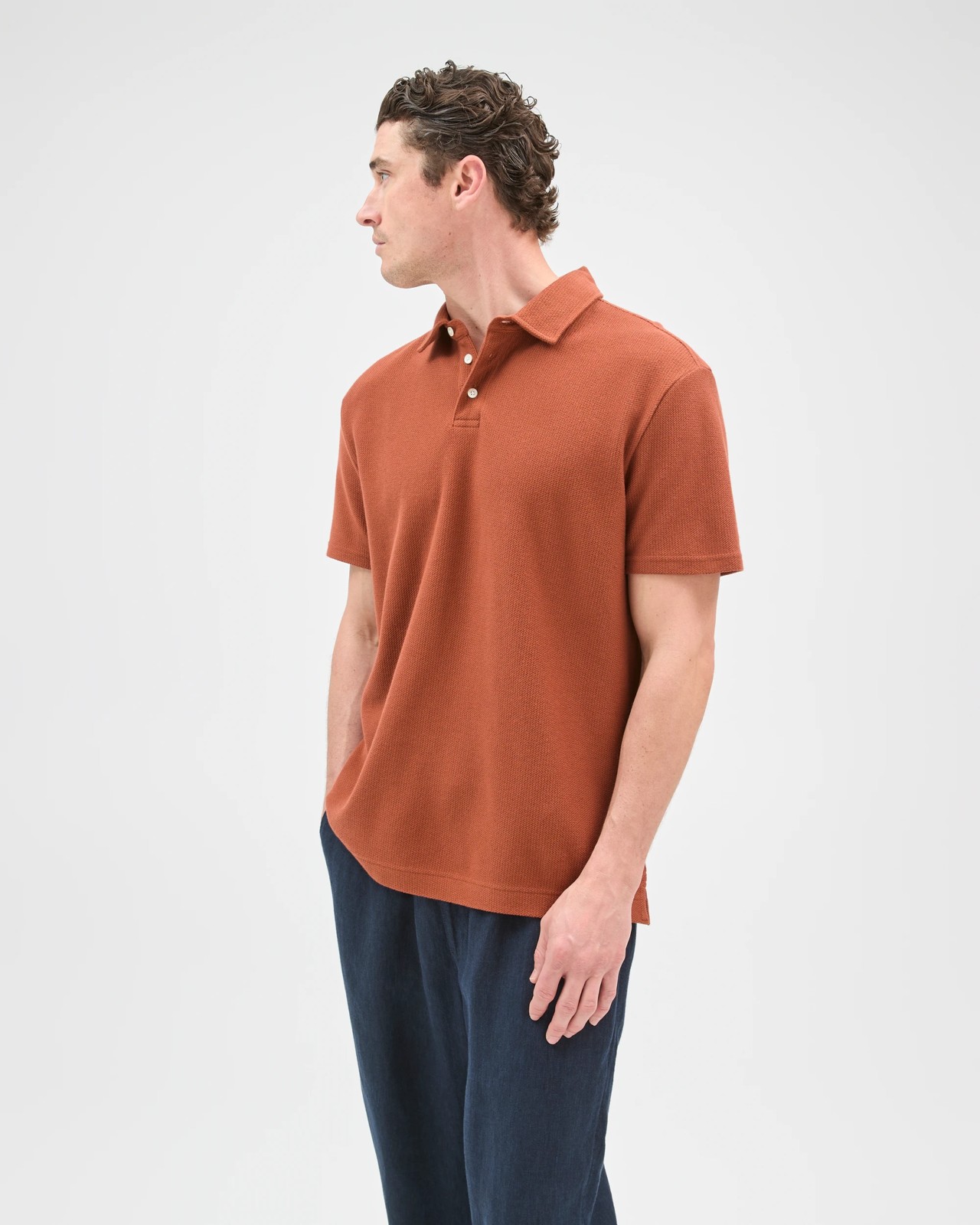 Australian Cotton Textured Polo Top - Sequoia 4 of 6