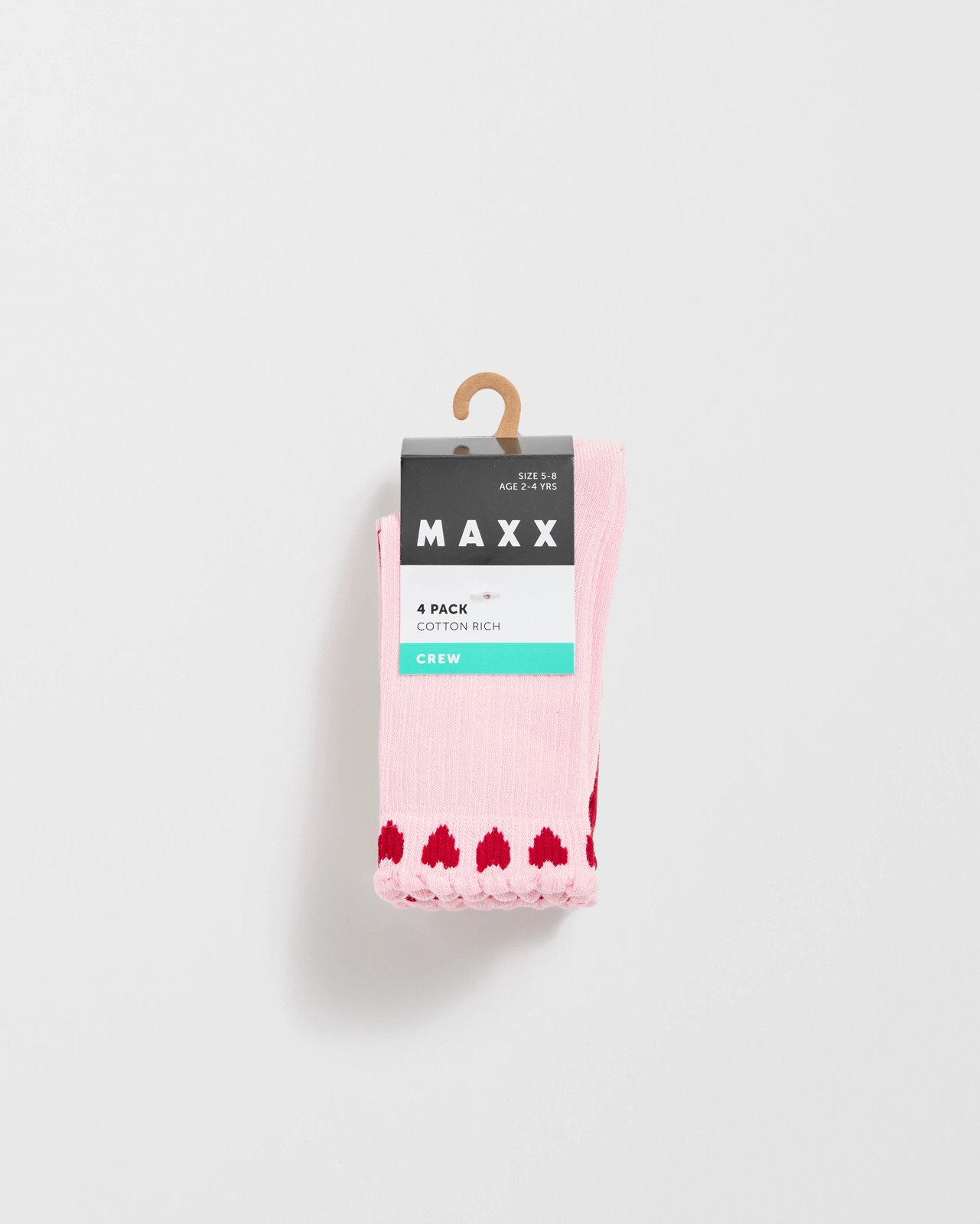 Maxx Cotton Blend 4 Pack Girls Patterned Crew Socks 3 of 3