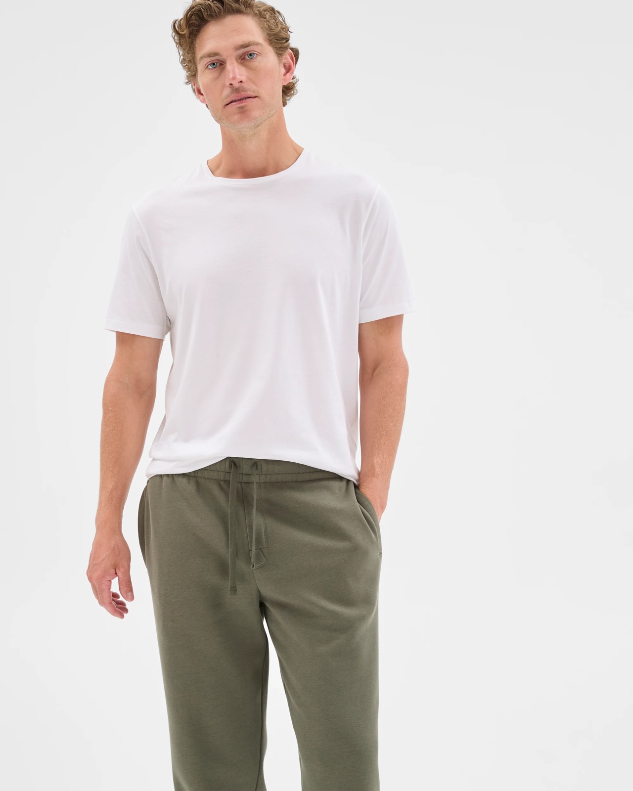 Australian Cotton Blend Uncuffed Trackpants - Khaki 2 of 6