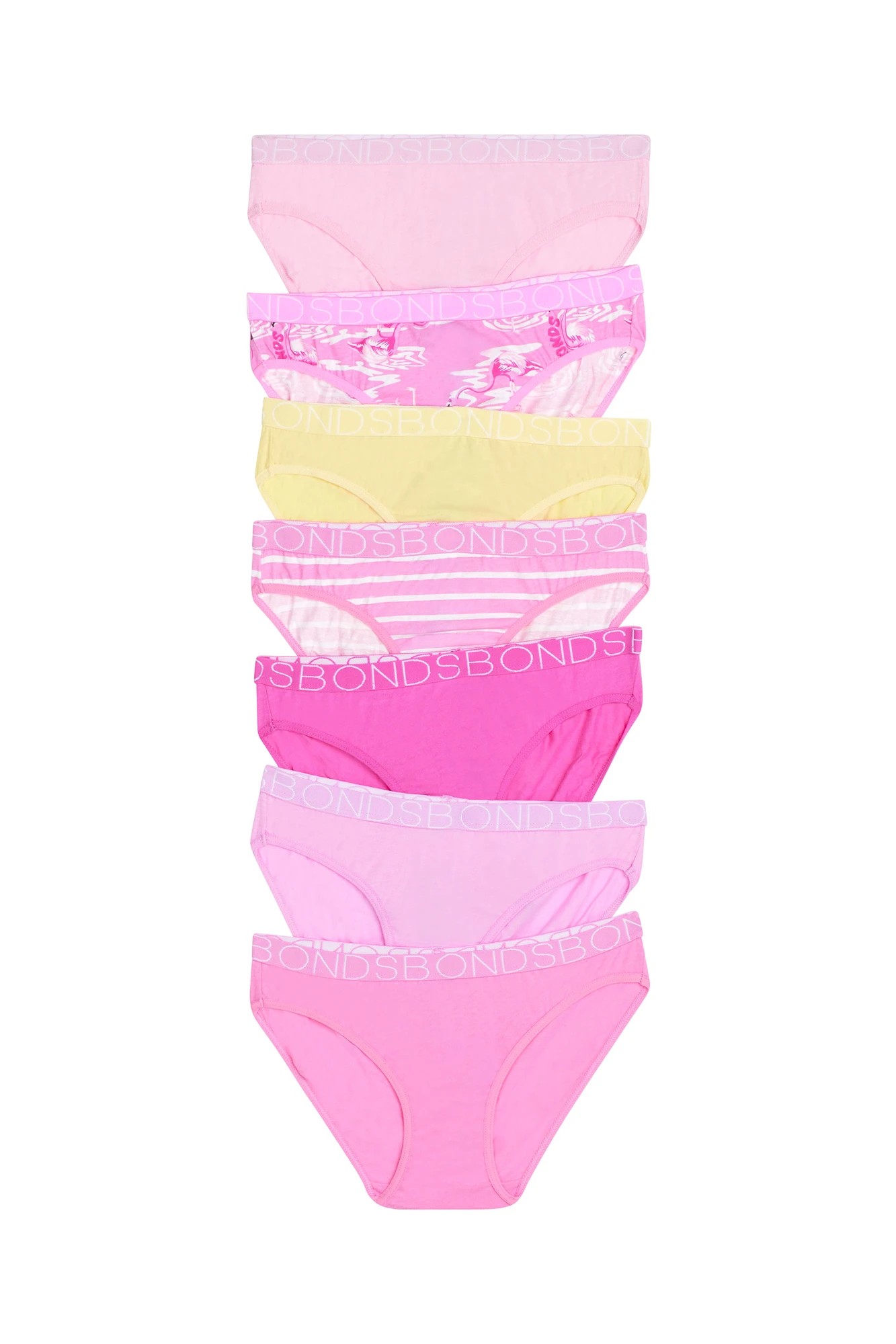 Bonds Girls Bikini Briefs 7 Pack - Felicity Flamingo