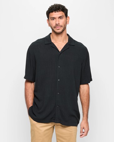 Linen Blend Textured Revere Shirt