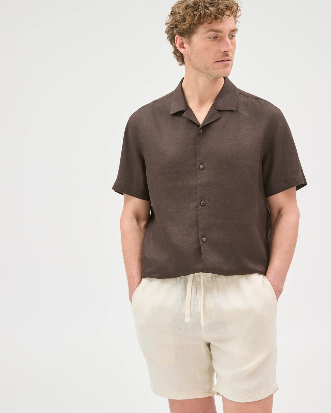 European Linen Shorts - Light Stone 4 of 6