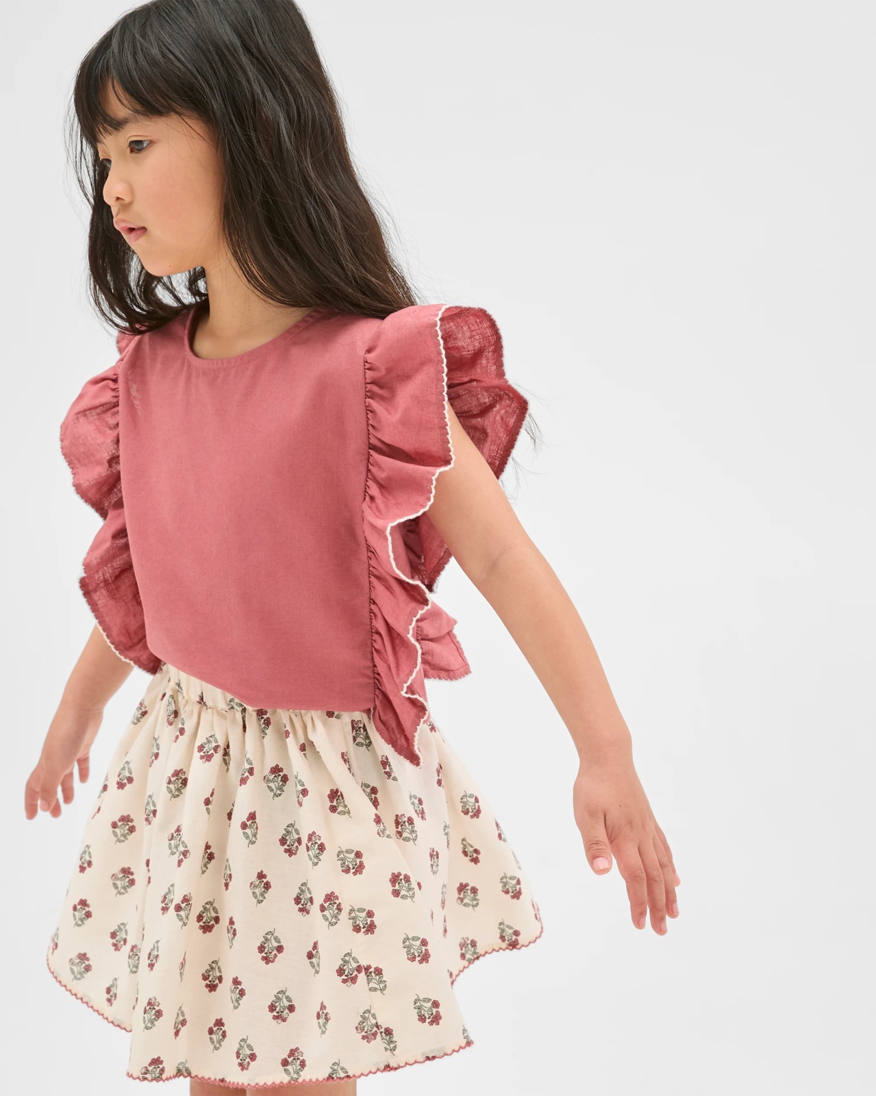 Australian Cotton Blend Woven Skirt - Stamp AOP Neutral 4 of 5