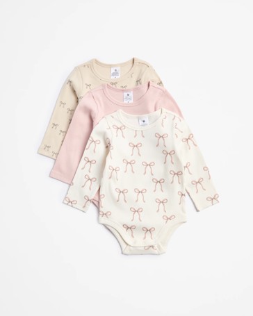 Baby Organic Cotton Print Rib Bodysuit 3 Pack