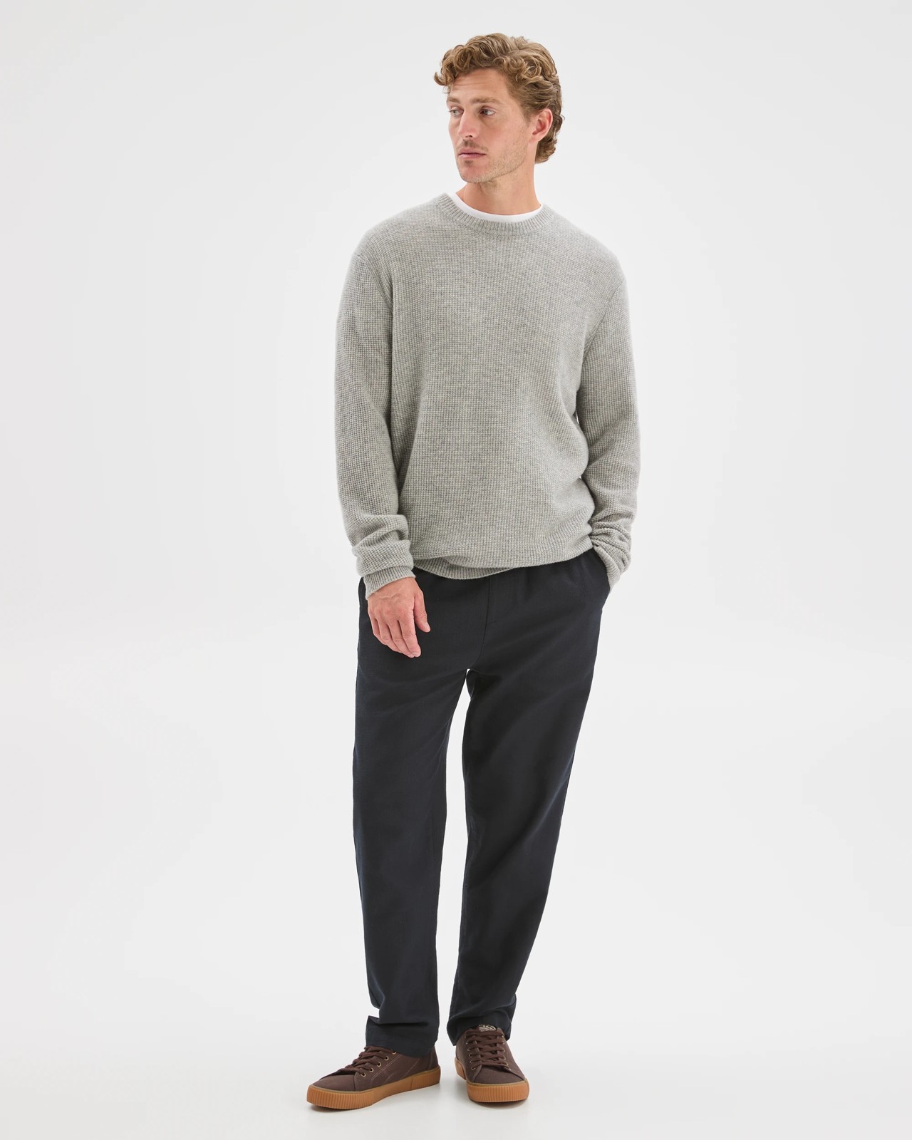 Lambswool Long Sleeve Crew Neck Knit Jumper - Grey Marle 2 of 6