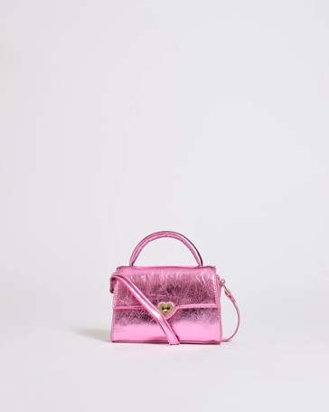 Metallic Heart Buckle Crossbody Bag