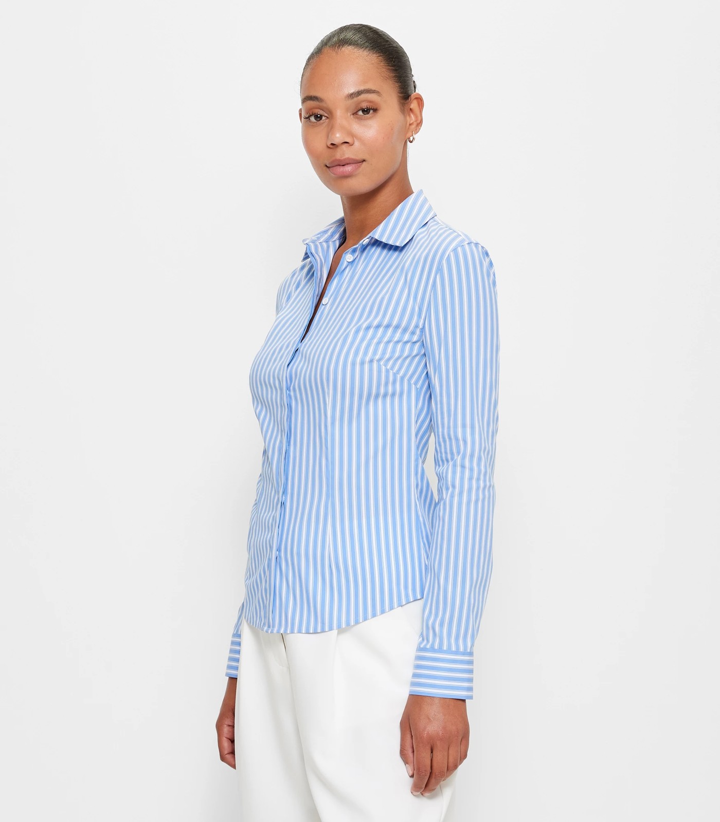 Long Sleeve Fitted Shirt - Preview - Blue / White Stripe | Target Australia