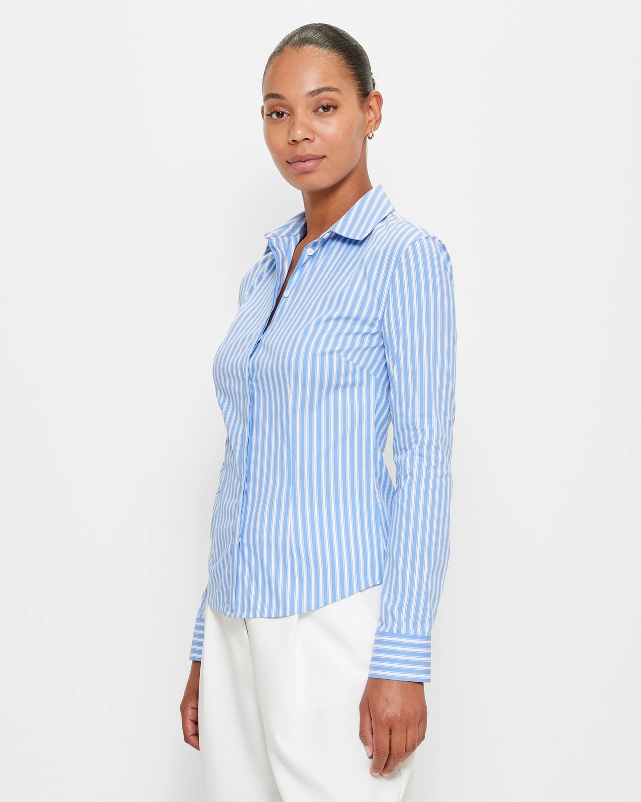 Long Sleeve Fitted Shirt - Preview - Blue / White Stripe | Target Australia