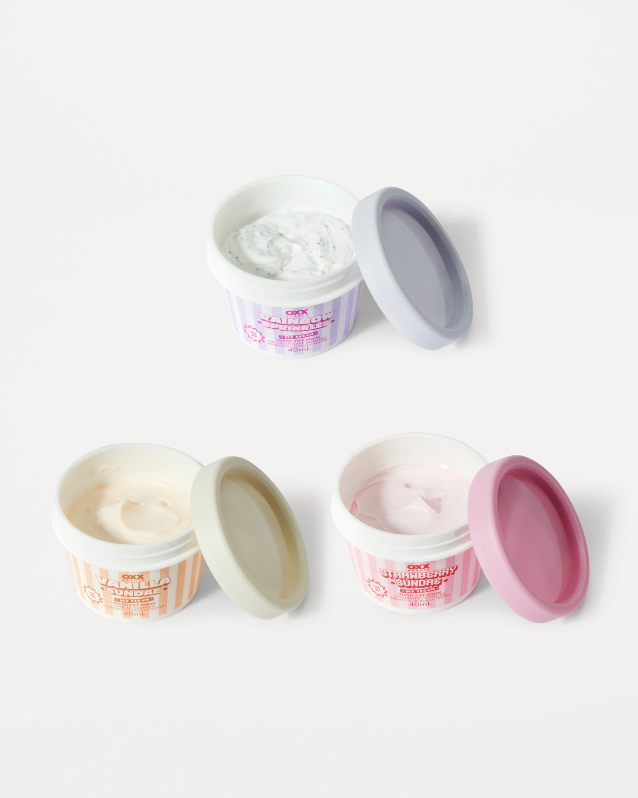 OXX Beauty 3 Petite Scoops Ice Cream Wash Off Face Masks - Vanilla - Strawberry and Birthday Cake Scented 3 of 5