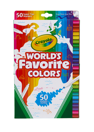 Crayola 50 Pack World's Favourite Colours Washable Supertips