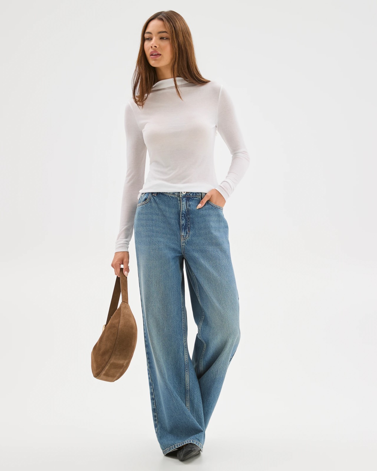 Lily Loves Mock Neck Long Sleeve Top - Lily White 2 of 6