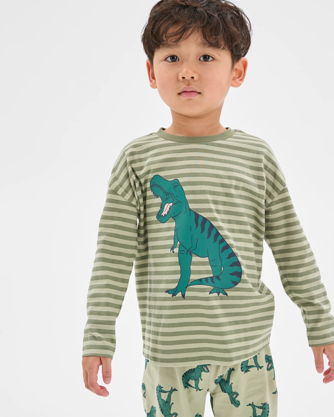 Australian Cotton Younger Boys Oversized Lounge Knit Pyjama Set - Dinosaur 2 of 5