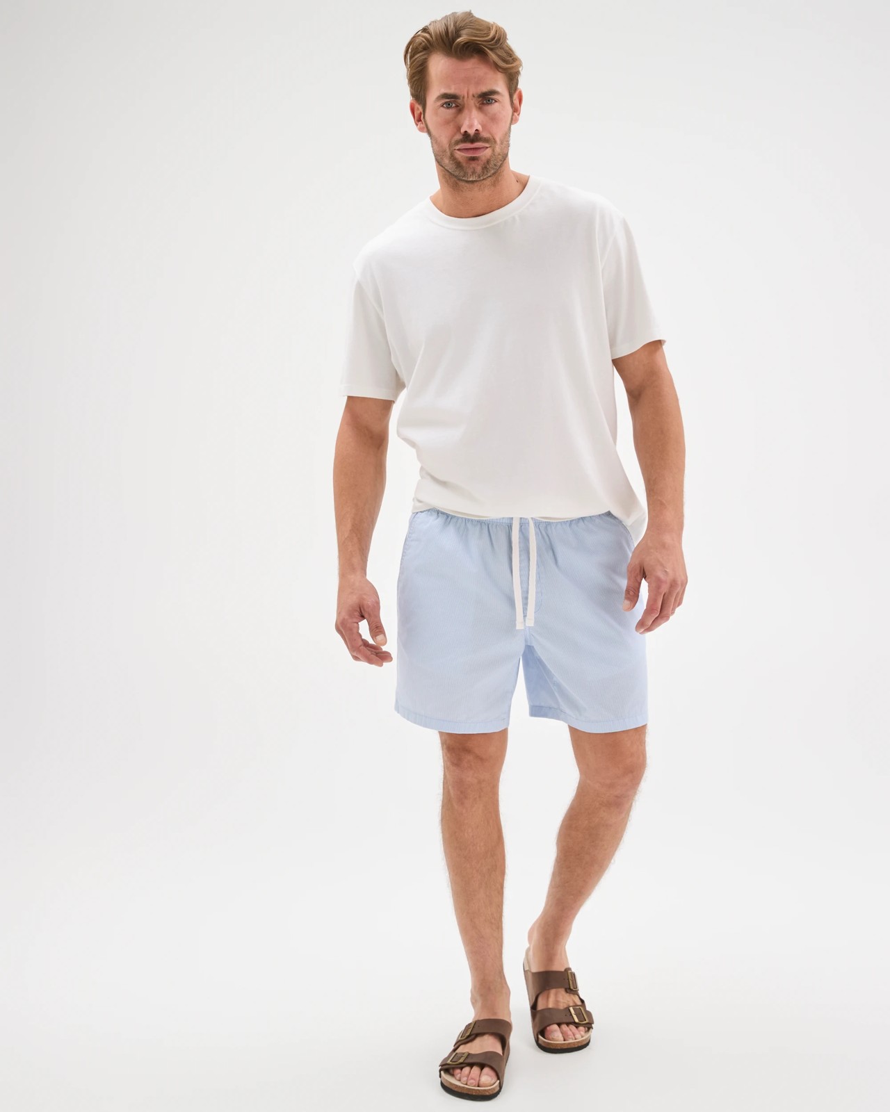 Australian Cotton Micro Stripe Shorts  - Blue 2 of 5