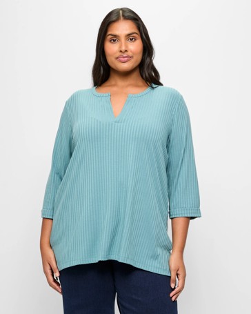 Plus Size Long Sleeve Henley Top