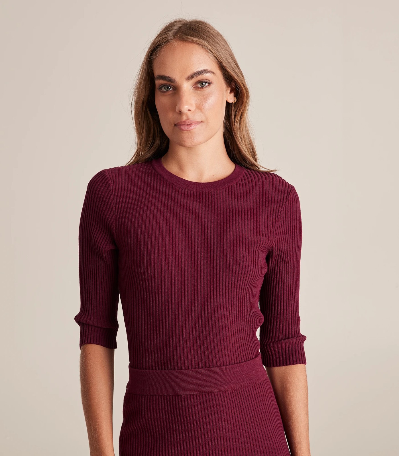 Preview Elbow Sleeve Rib Knit Top Target Australia
