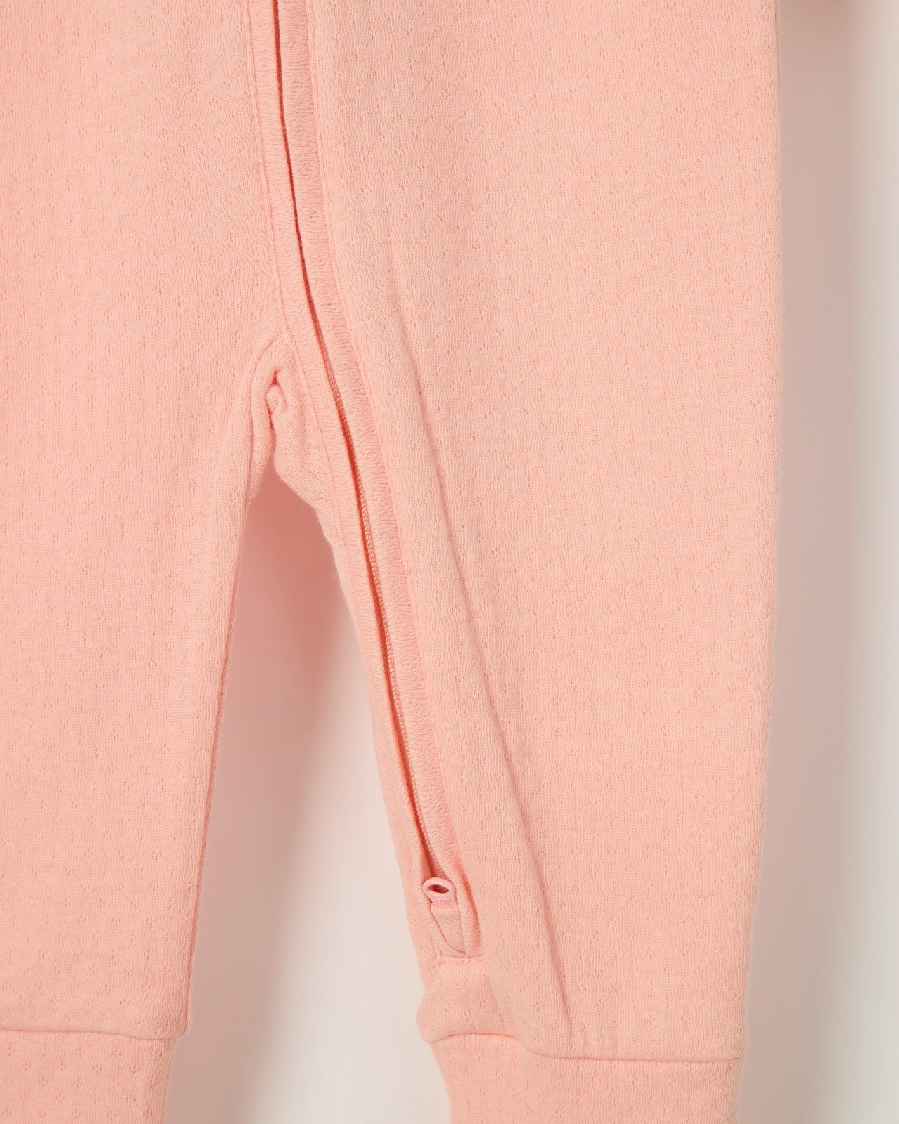 Baby Organic Cotton Pointelle Zip Coverall - Peach Pearl 6 of 6