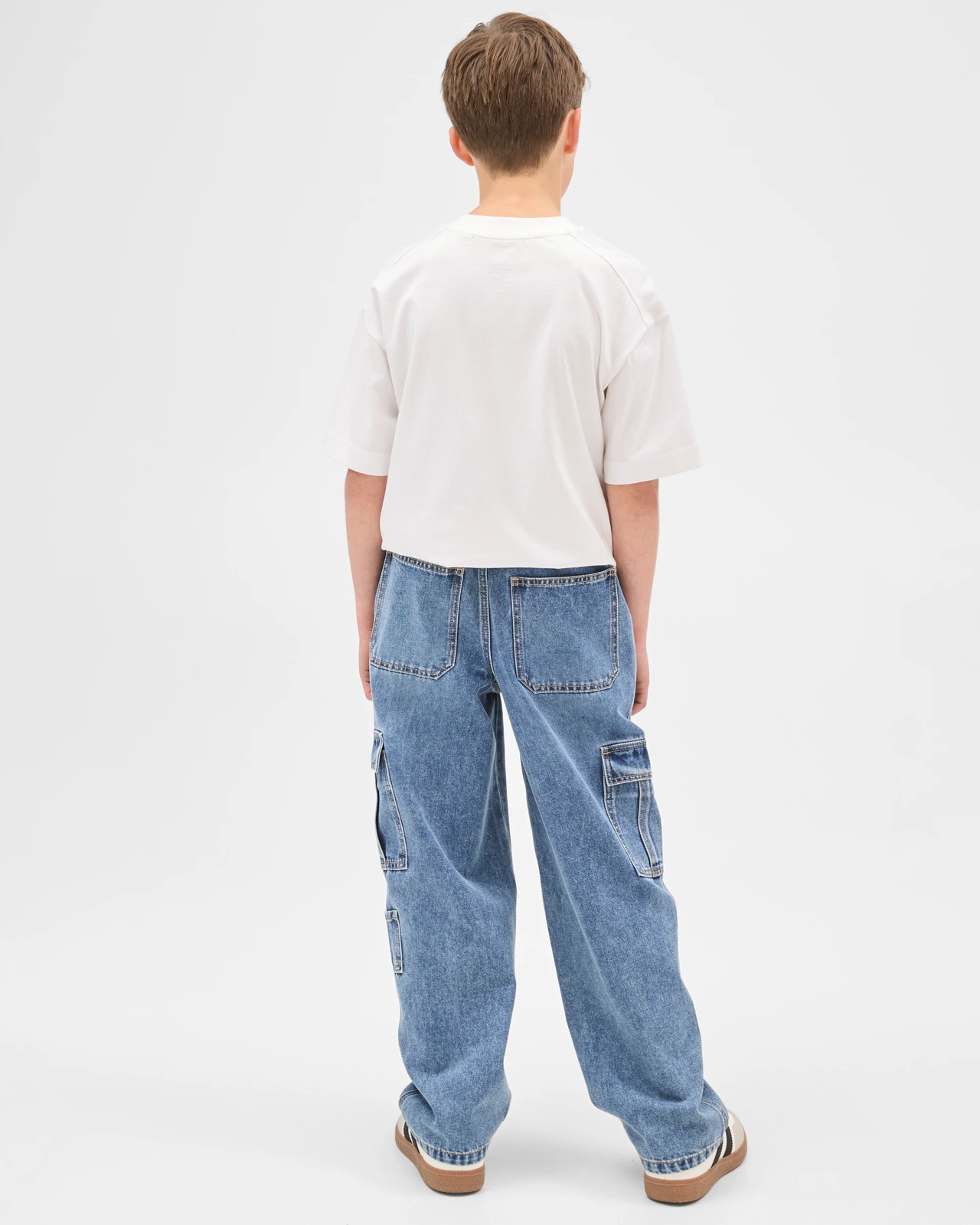 Australian Cotton Blend Loose Fit Cargo Denim Jeans - Mid Wash 4 of 6