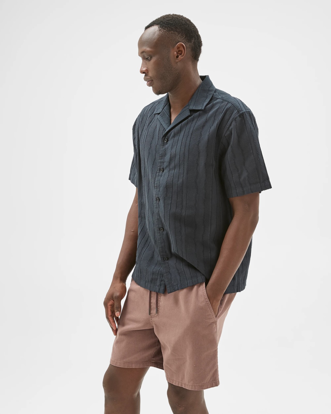 Commons Cotton Burnout Short Sleeve Shirt - Black 3 of 5