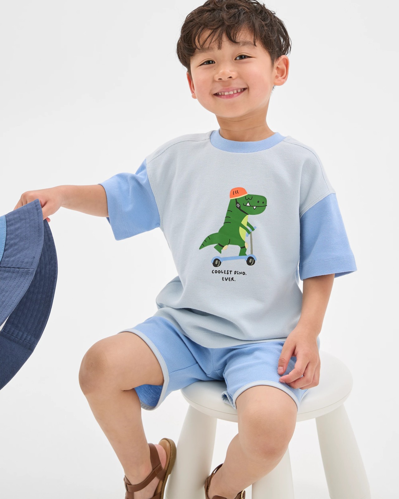 Australian Cotton Textured T-Shirt and Shorts 2 Piece Set - Blue 3 of 5