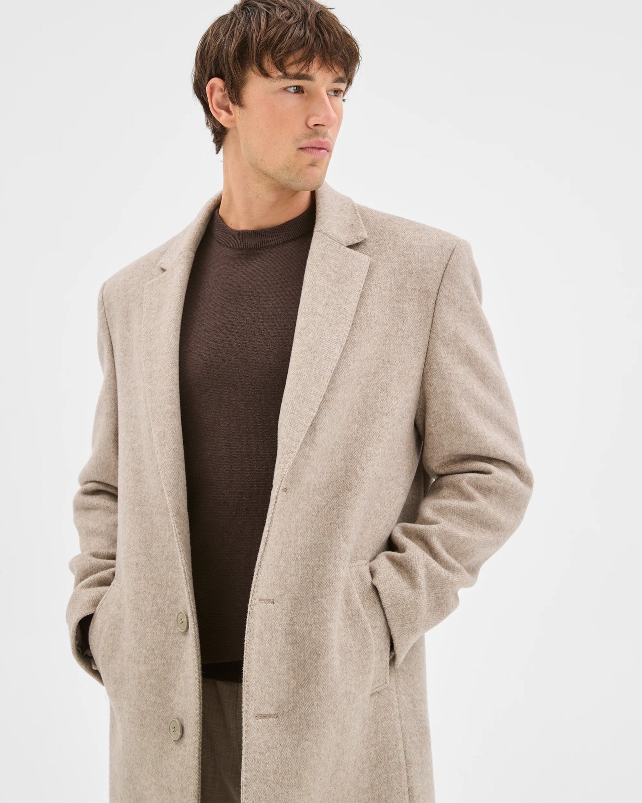 Preview Long Sleeve Long Coat - Oatmeal 2 of 6