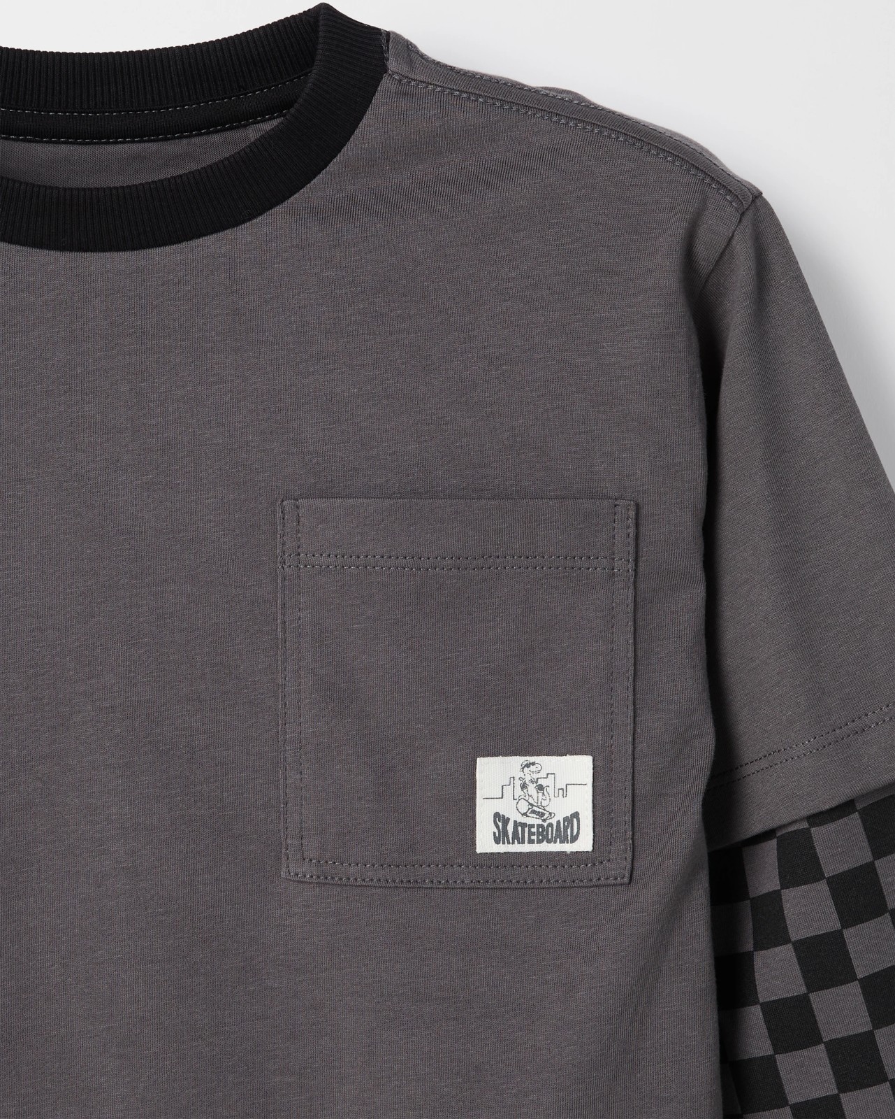 Australian Cotton Long Sleeve 2Fer T-Shirt - Black 2 of 2