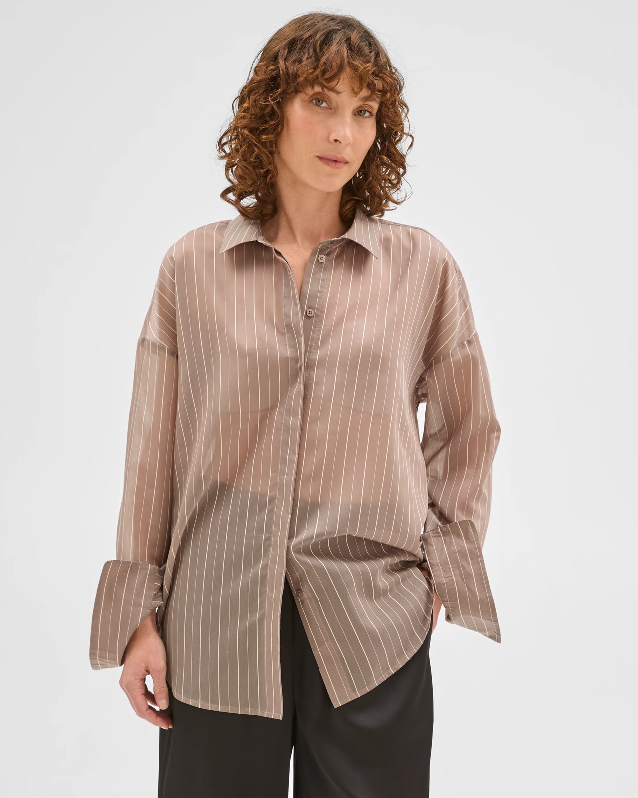 Preview Woven Striped Shirt - Smoked Taupe 4 of 5