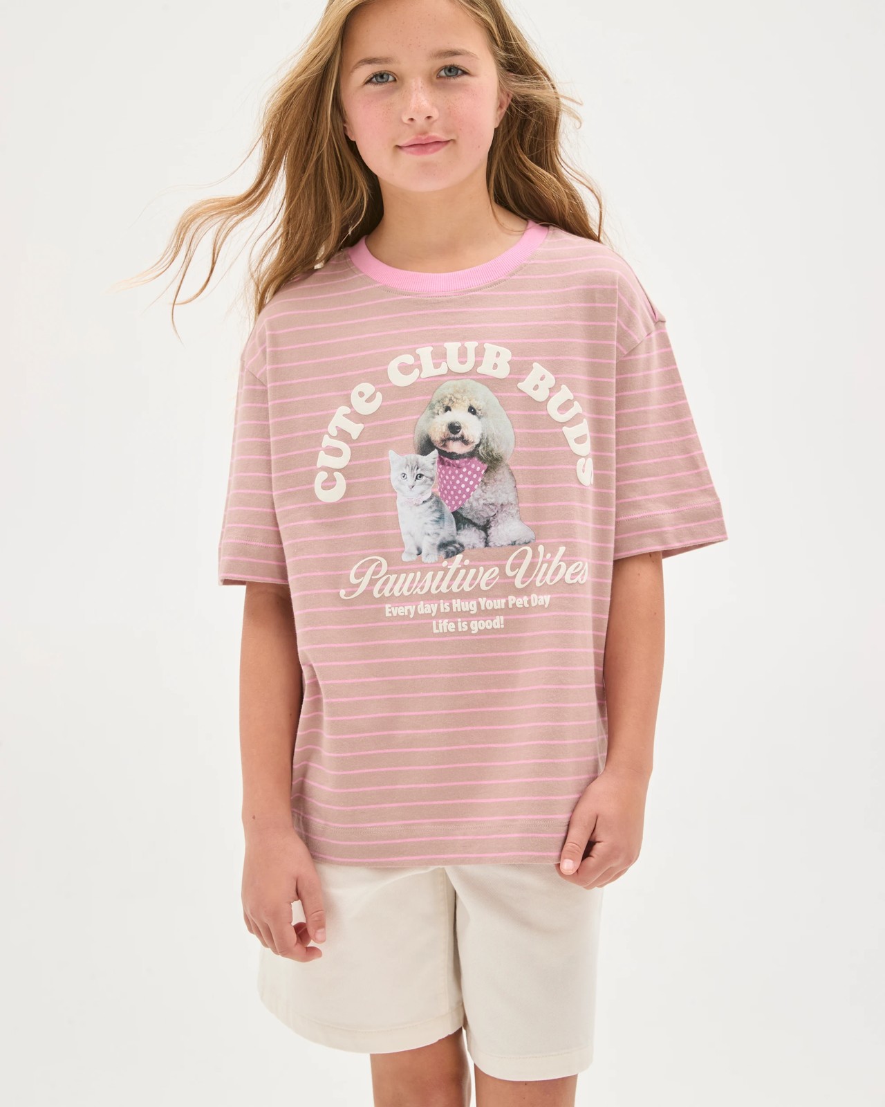 Australian Cotton Oversized T-Shirt - Pet Club Brown Stripe 2 of 6