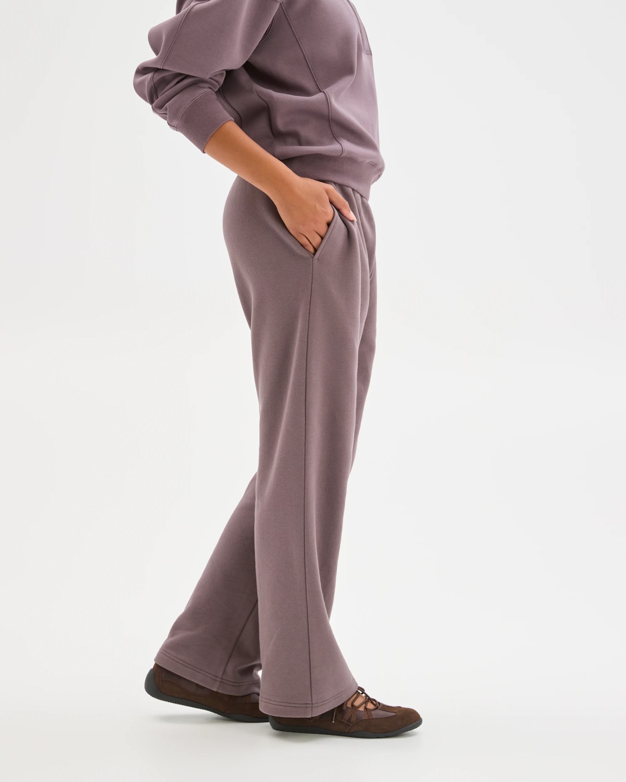 Active Australian Cotton Blend Straight Leg Fleece Trackpants - Plum 5 of 6