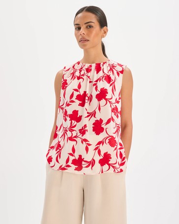 Preview Sleeveless Gathered Neck Blouse