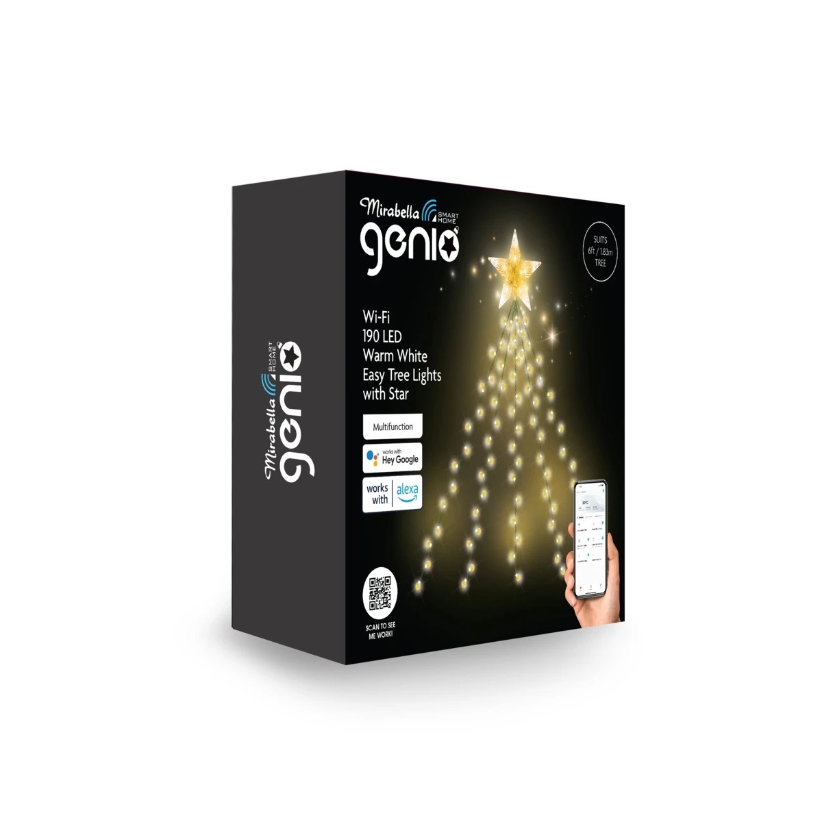 Mirabella Genio WiFi 190 LED Warm White Easy Tree Lights with Star