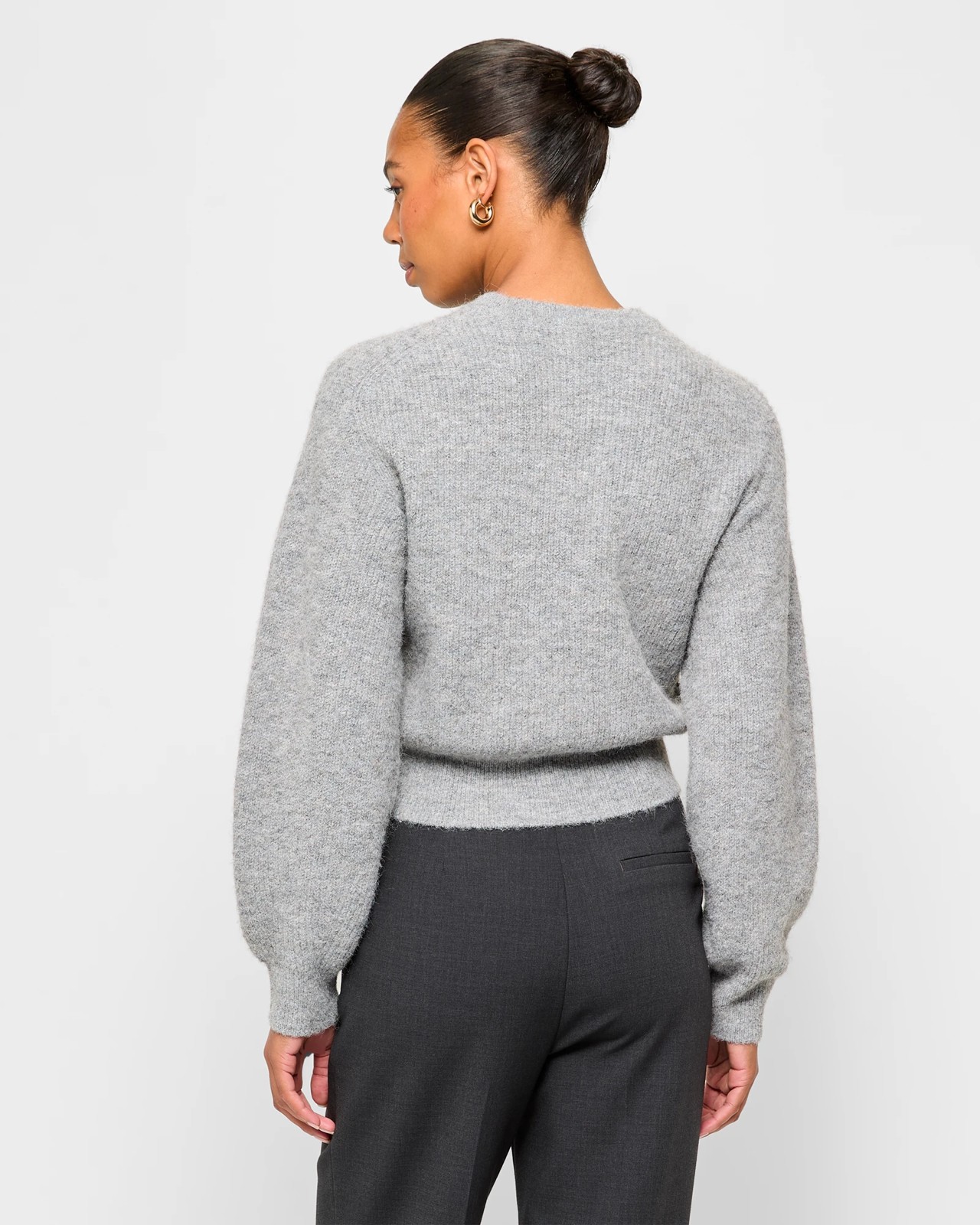 Long Sleeve Plush Balloon Sleeve Crew Jumper - Preview 4 of 5