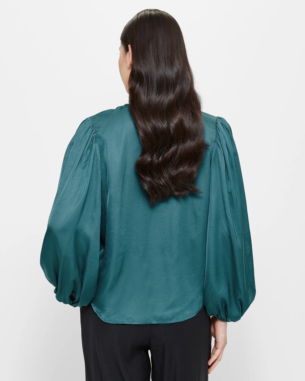 Notch Balloon Sleeve Blouse - Preview 4 of 5