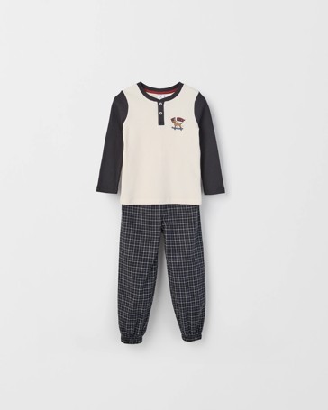 Australian Cotton Younger Boys Waffle/Flannel Pyjama Set