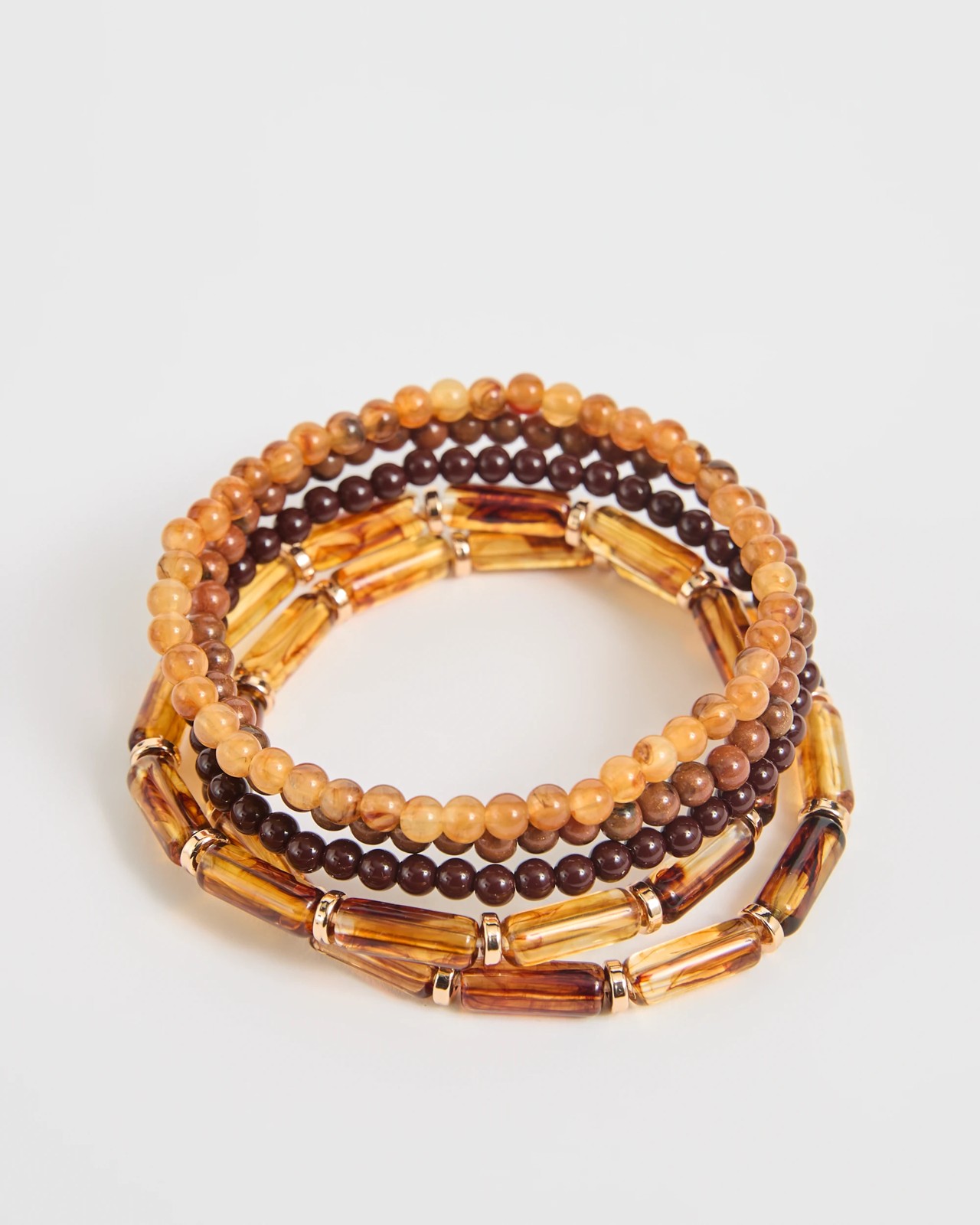 5 Pack Layered Stretch Bead Bracelets - Chocolate 2 of 2