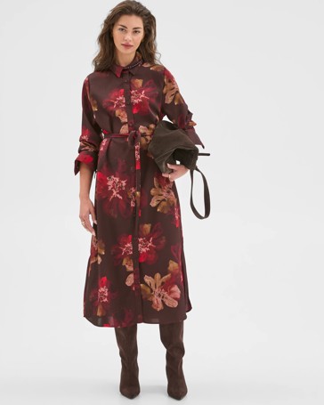 Petites Long Sleeve Wrap Detail Shirt Dress
