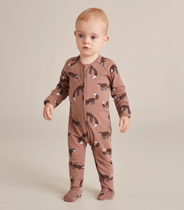 Baby Organic Cotton Print Zip Coverall