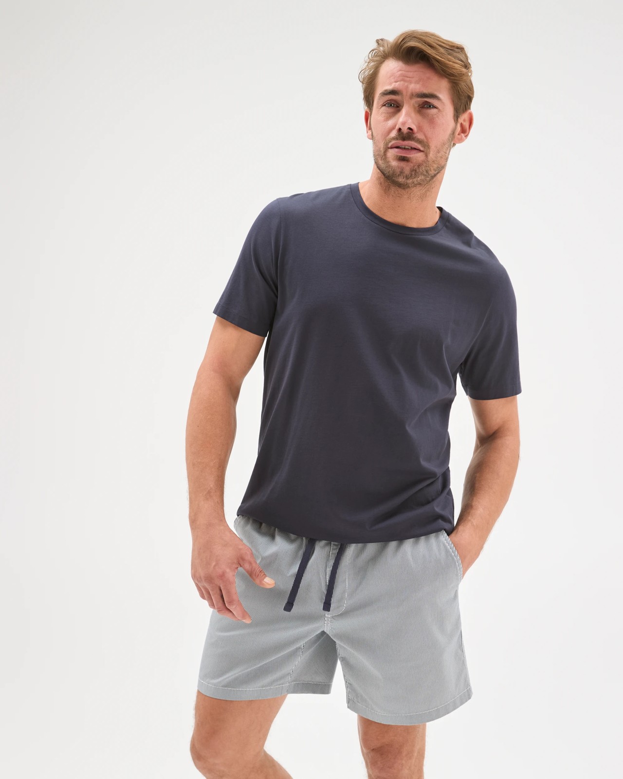 Australian Cotton Micro Stripe Shorts  - Night Sky 2 of 6
