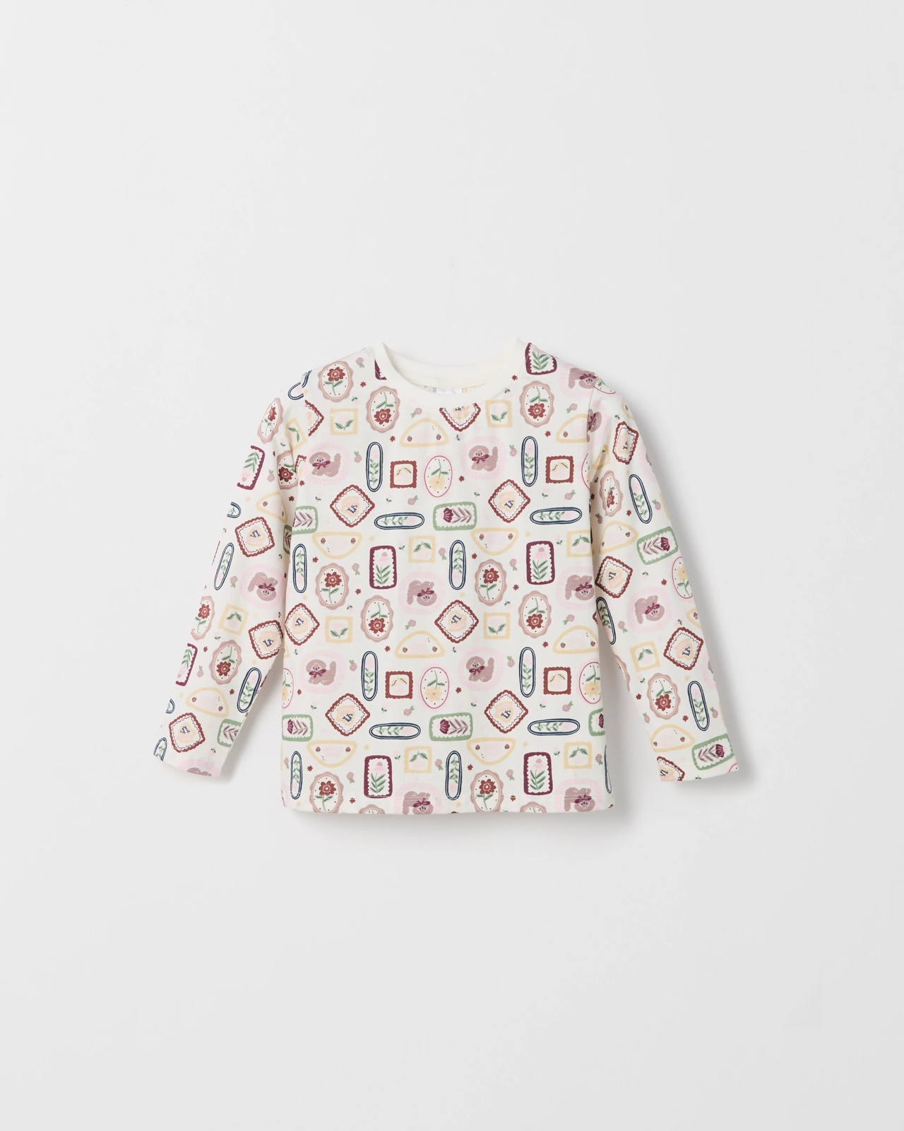 Australian Cotton 3 Pack Long Sleeve T-Shirt - Stamp/Ditsy/Solid Pink 4 of 5