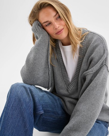 Lily Loves Australian Cotton Blend Deep V-Neck Jumper