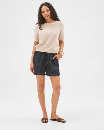 Australian Cotton Blend Relaxed Fit Ottoman Stitch Knitted T-Shirt