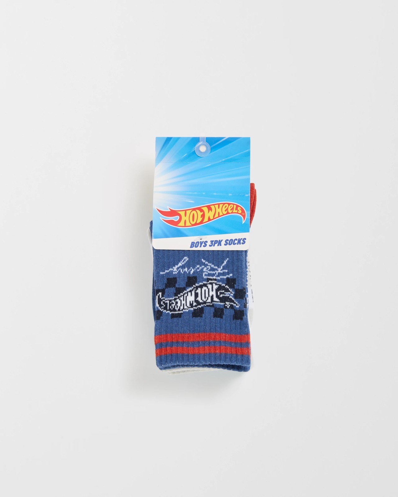 Licensed Hot Wheels 3 Pack Younger Boys Crew Socks 3 of 3
