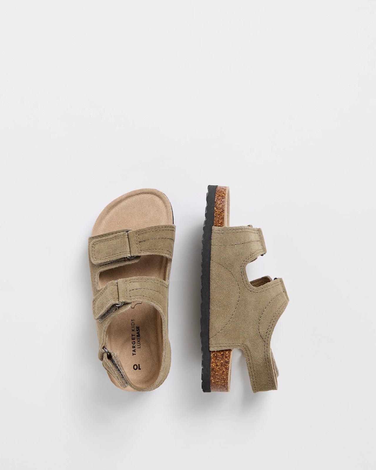 Stitch Suede Leather Moulded Cork Sandals - Khaki 3 of 3