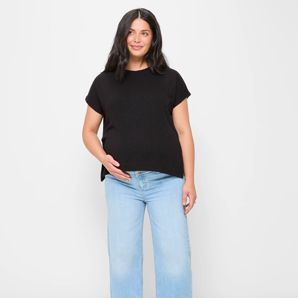 Maternity Crop Wide Leg Denim Jeans product image