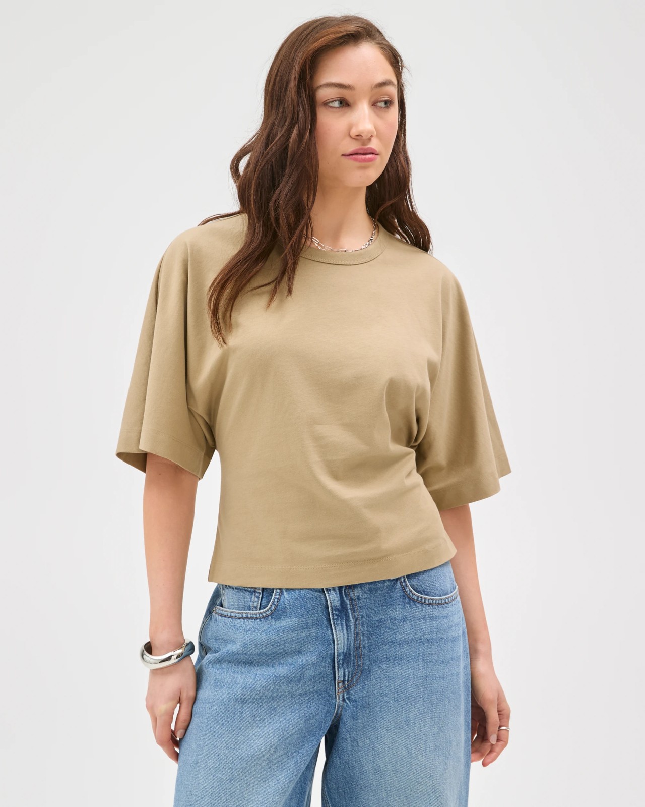 Lily Loves Australian Cotton Tie Detail T-Shirt - Crushed Leaf 2 of 6