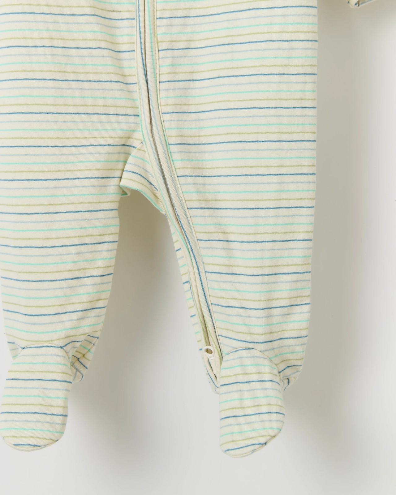 Baby Organic Cotton Zip Coverall - Ice Green Stripe 3 of 3