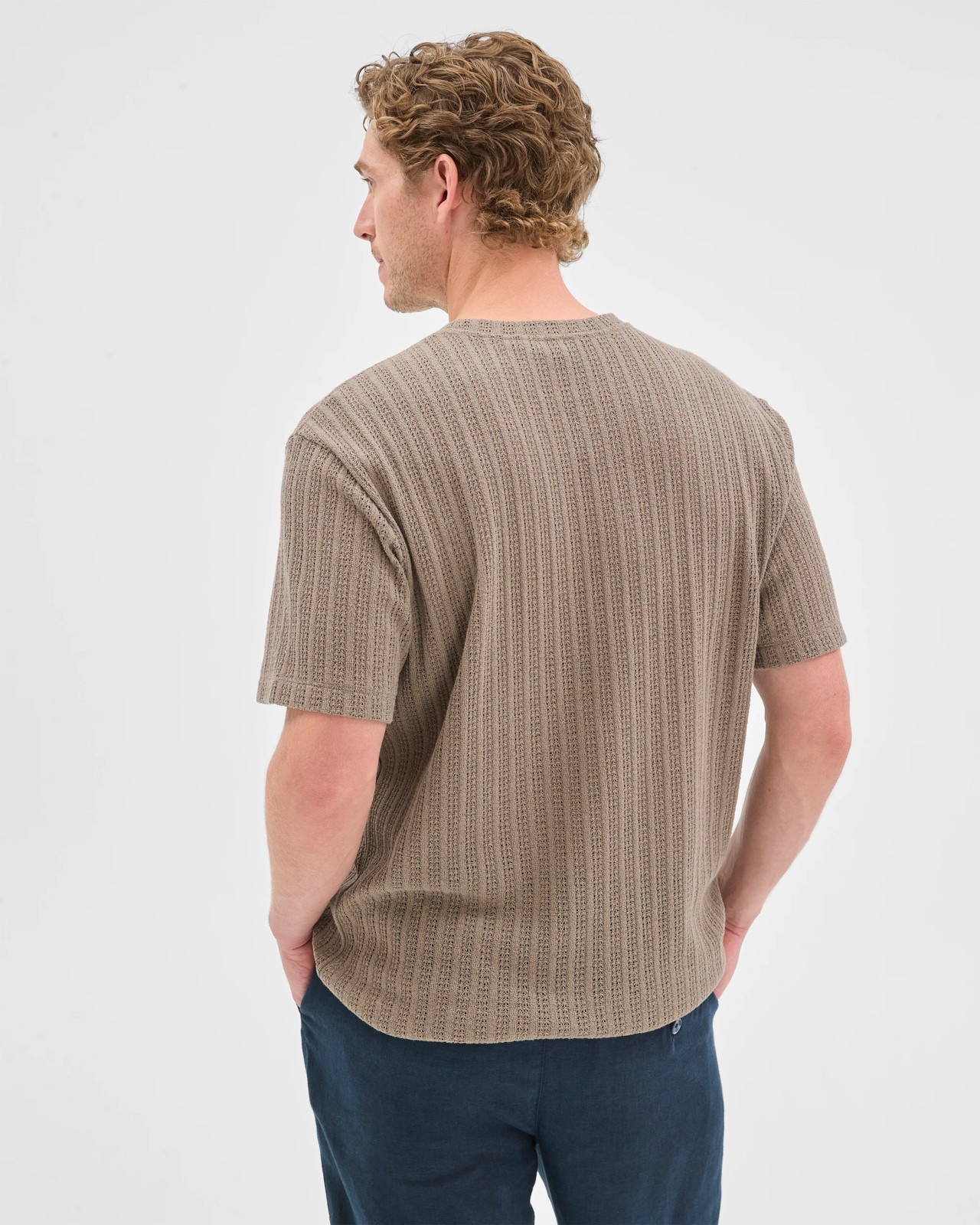 Australian Cotton Blend Pointelle T-Shirt - Mushroom 6 of 6