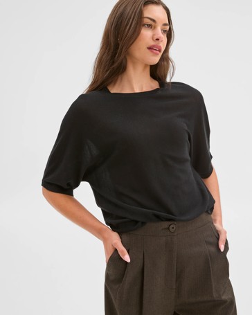 Petites Merino Wool Blend Short Sleeve T-Shirt