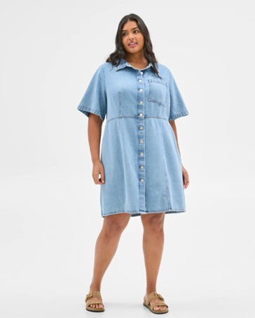 Plus Size Denim Mini Dress